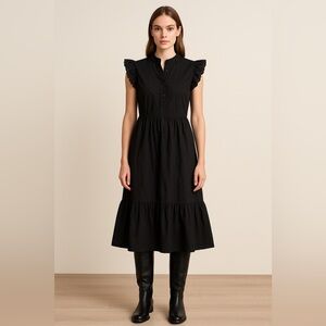 Who What Wear Black Maxi Dress with Ruffled Sleeves